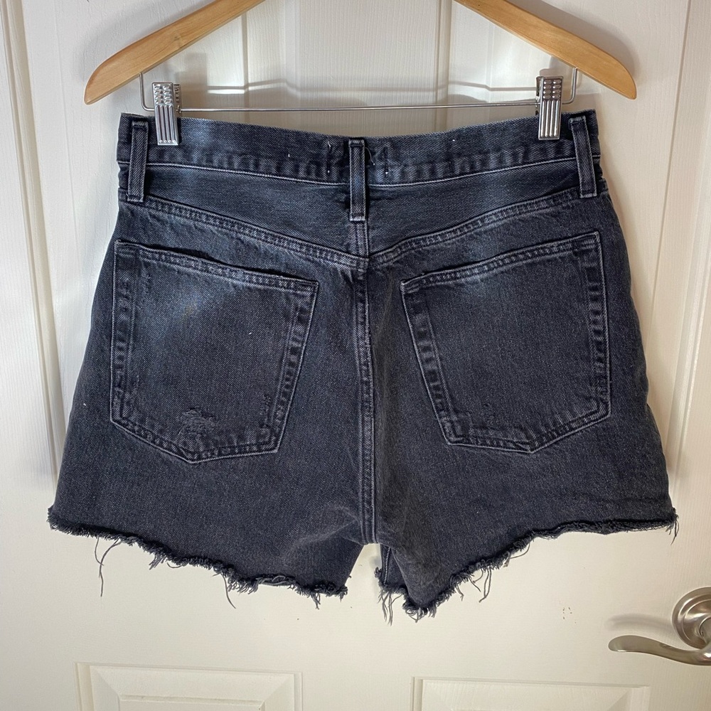 Agolde Black Distressed High-Rise Denim Shorts - Picture 8 of 10